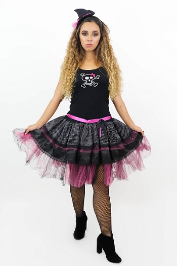 Bruxa caveira pink vestido colant